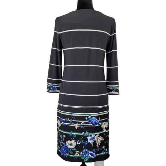 White House Black Market Dresses & Skirts - White House Black Market Size S Black Floral & Stripe Dress LINED GREEN/BLUE